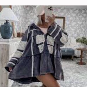 POL Gray and White Utility Jacket NWT